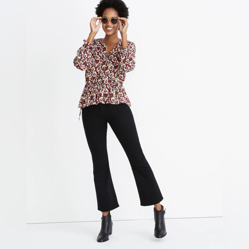 Madewell Drawstring Ruffle-Hem Top in Viola Floral - Picture 6 of 13